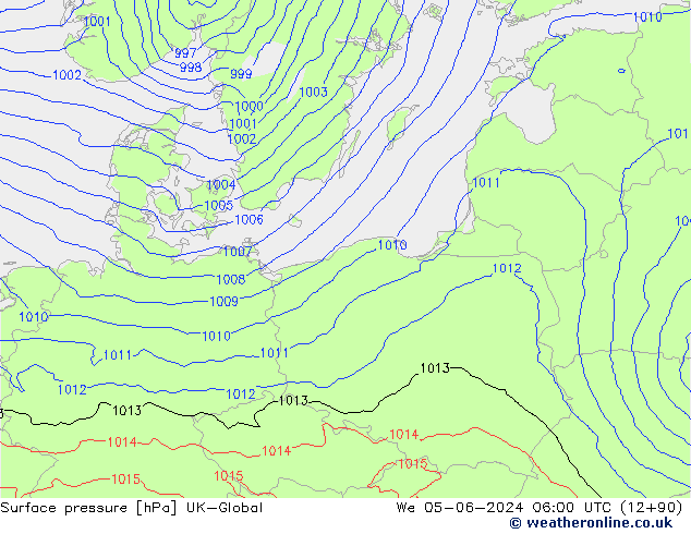 pressão do solo UK-Global Qua 05.06.2024 06 UTC