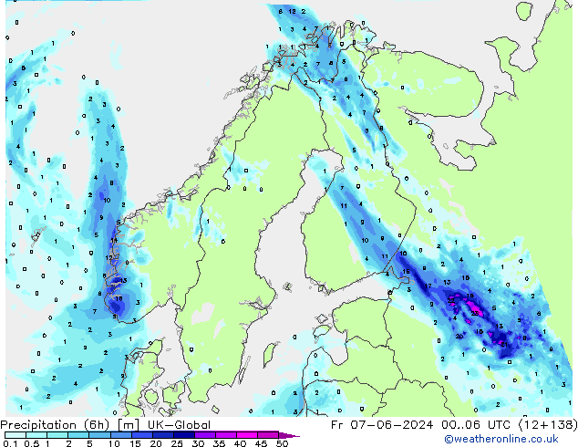 Yağış (6h) UK-Global Cu 07.06.2024 06 UTC