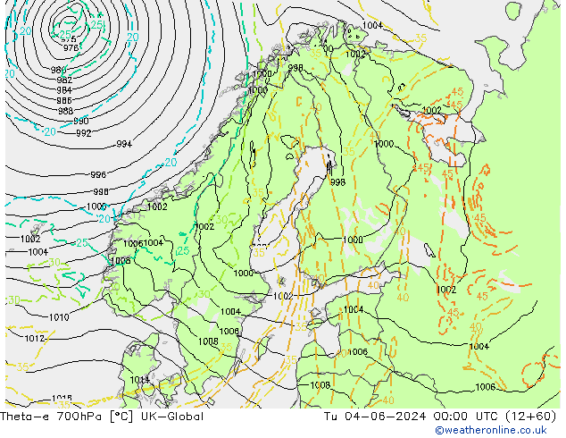 Theta-e 700hPa UK-Global mar 04.06.2024 00 UTC