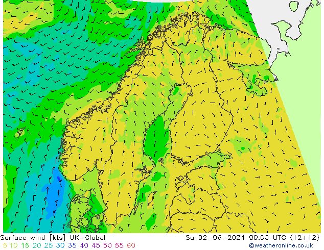 Surface wind UK-Global Su 02.06.2024 00 UTC