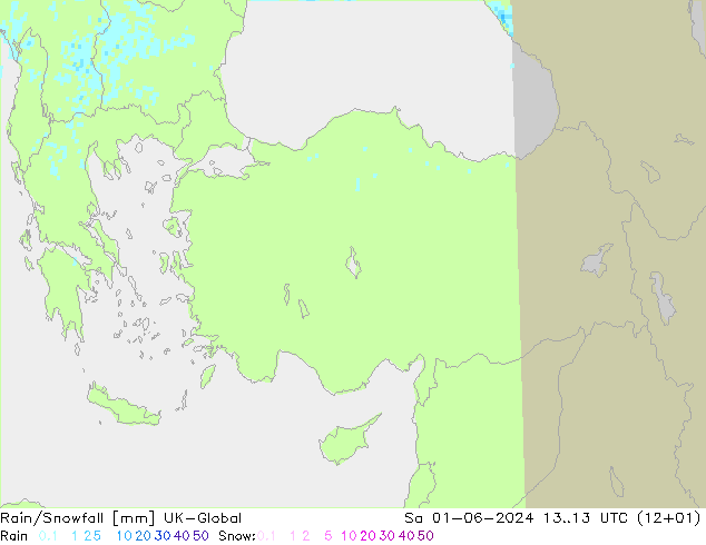 Rain/Snowfall UK-Global Cts 01.06.2024 13 UTC