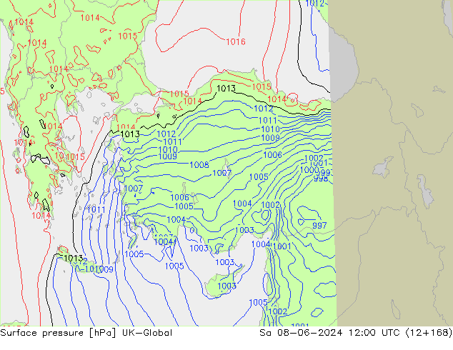 Surface pressure UK-Global Sa 08.06.2024 12 UTC