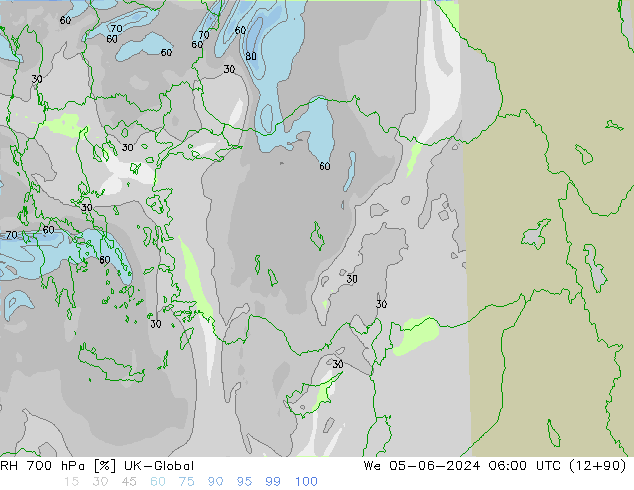 700 hPa Nispi Nem UK-Global Çar 05.06.2024 06 UTC
