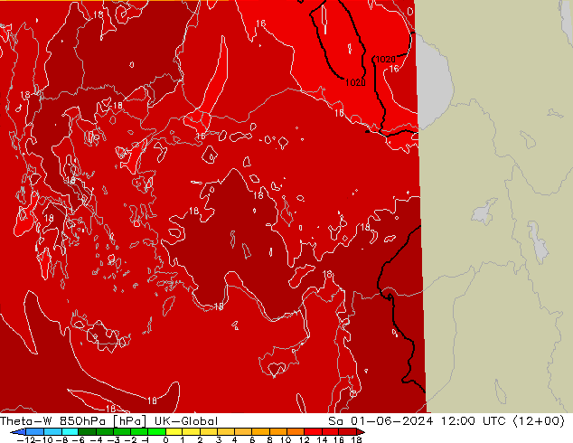 Theta-W 850hPa UK-Global  01.06.2024 12 UTC