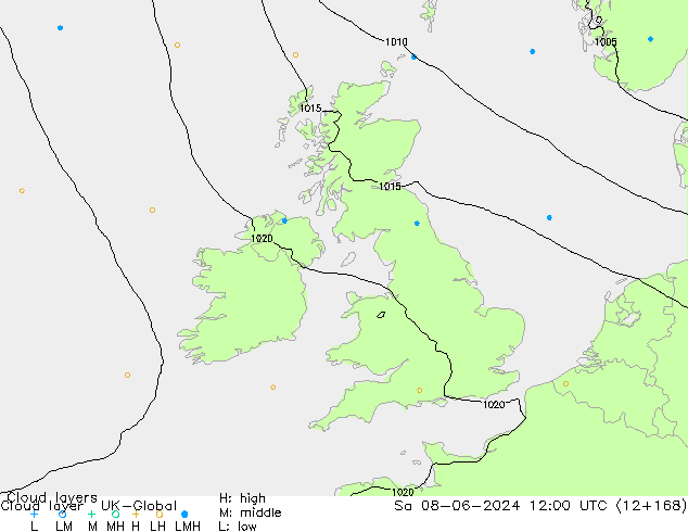 Cloud layer UK-Global sab 08.06.2024 12 UTC