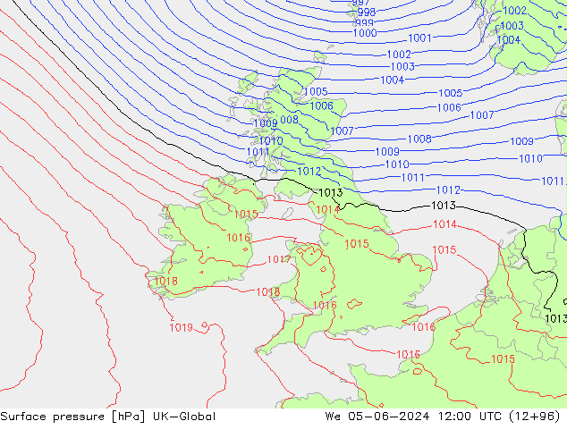 Surface pressure UK-Global We 05.06.2024 12 UTC