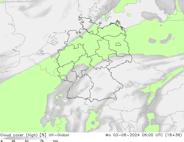 zachmurzenie (wysokie) UK-Global pon. 03.06.2024 06 UTC