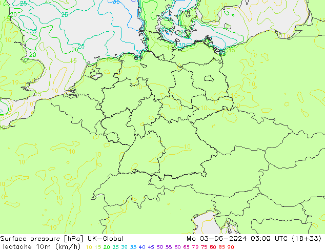 Isotachs (kph) UK-Global Mo 03.06.2024 03 UTC