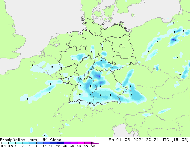 Precipitación UK-Global sáb 01.06.2024 21 UTC