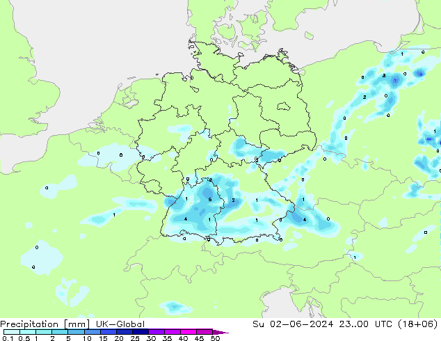 Precipitation UK-Global Su 02.06.2024 00 UTC