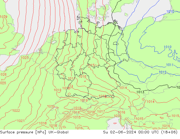 pression de l'air UK-Global dim 02.06.2024 00 UTC