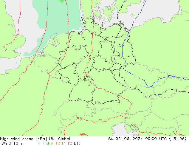 High wind areas UK-Global 星期日 02.06.2024 00 UTC