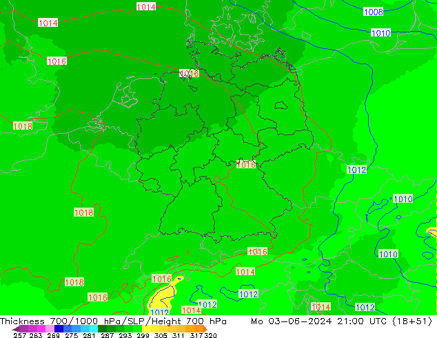 Thck 700-1000 hPa UK-Global pon. 03.06.2024 21 UTC