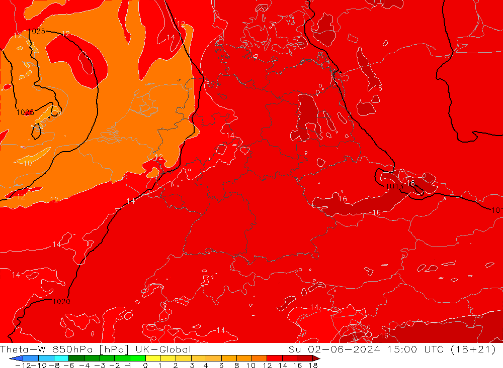 Theta-W 850hPa UK-Global dom 02.06.2024 15 UTC