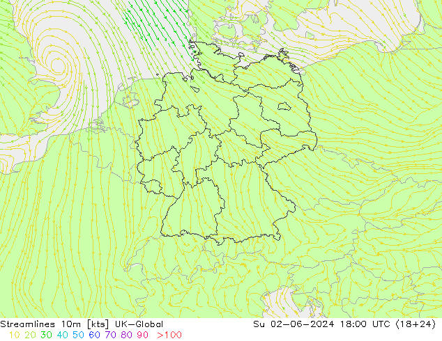 Stromlinien 10m UK-Global So 02.06.2024 18 UTC