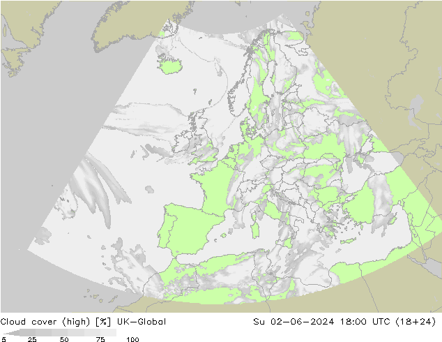 Wolken (hohe) UK-Global So 02.06.2024 18 UTC