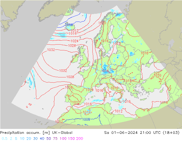 Precipitation accum. UK-Global  01.06.2024 21 UTC