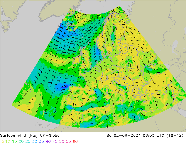 Surface wind UK-Global Ne 02.06.2024 06 UTC