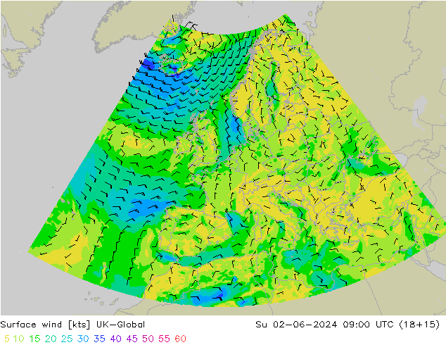 Wind 10 m UK-Global zo 02.06.2024 09 UTC