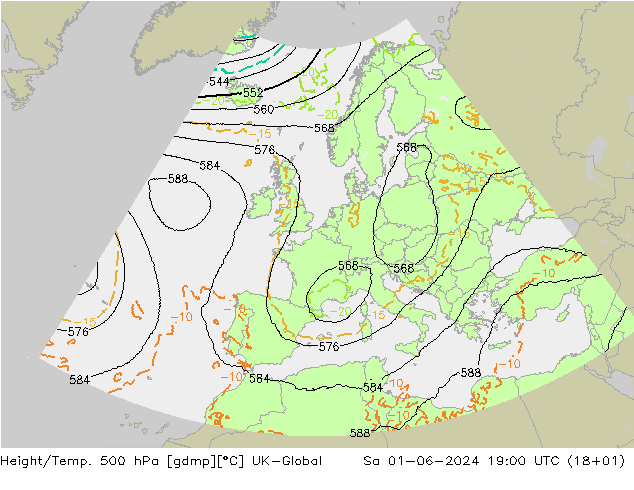 Height/Temp. 500 hPa UK-Global Sa 01.06.2024 19 UTC