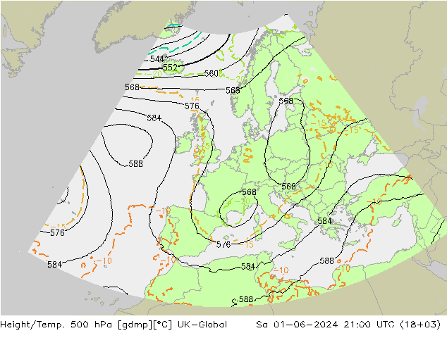 Height/Temp. 500 hPa UK-Global Sa 01.06.2024 21 UTC