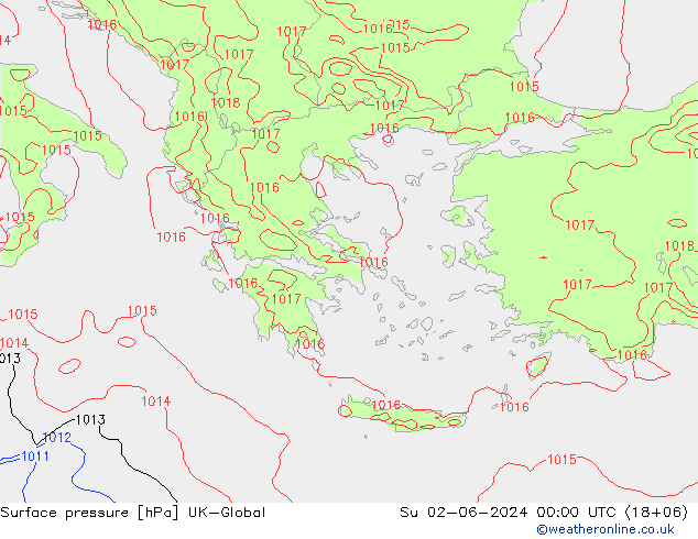 Surface pressure UK-Global Su 02.06.2024 00 UTC