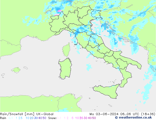 Rain/Snowfall UK-Global lun 03.06.2024 06 UTC