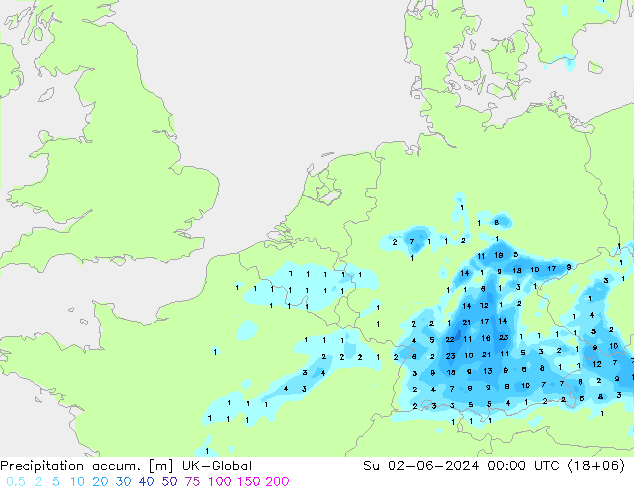 Precipitation accum. UK-Global Su 02.06.2024 00 UTC