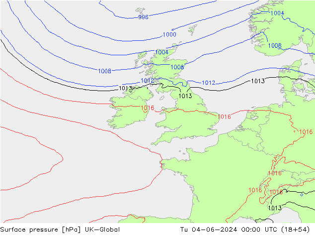 Luchtdruk (Grond) UK-Global di 04.06.2024 00 UTC