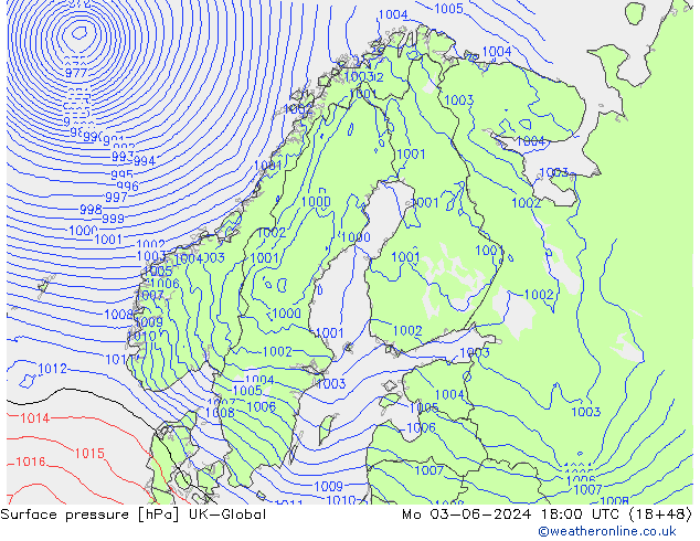 Surface pressure UK-Global Mo 03.06.2024 18 UTC