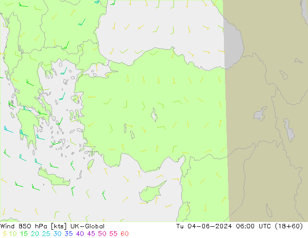 Rüzgar 850 hPa UK-Global Sa 04.06.2024 06 UTC
