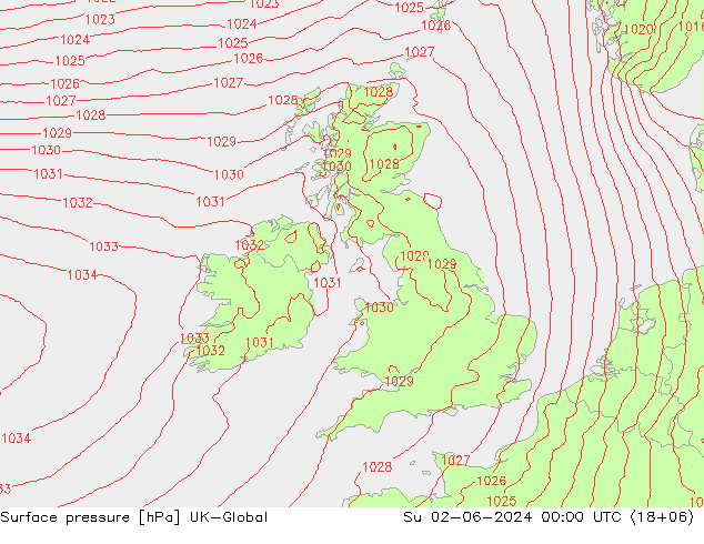 Luchtdruk (Grond) UK-Global zo 02.06.2024 00 UTC