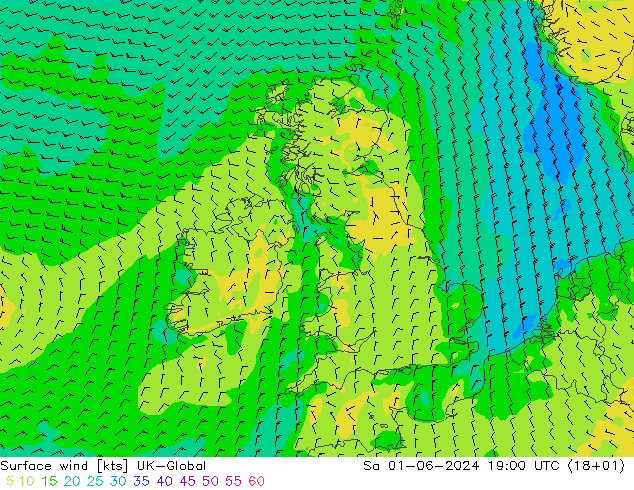 Vento 10 m UK-Global sab 01.06.2024 19 UTC