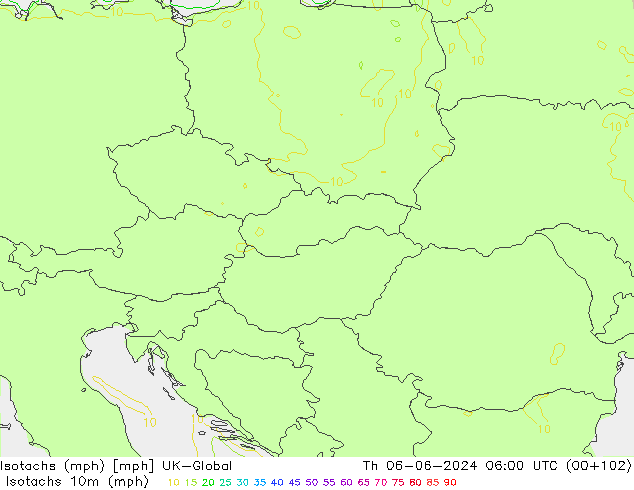 Isotachs (mph) UK-Global чт 06.06.2024 06 UTC