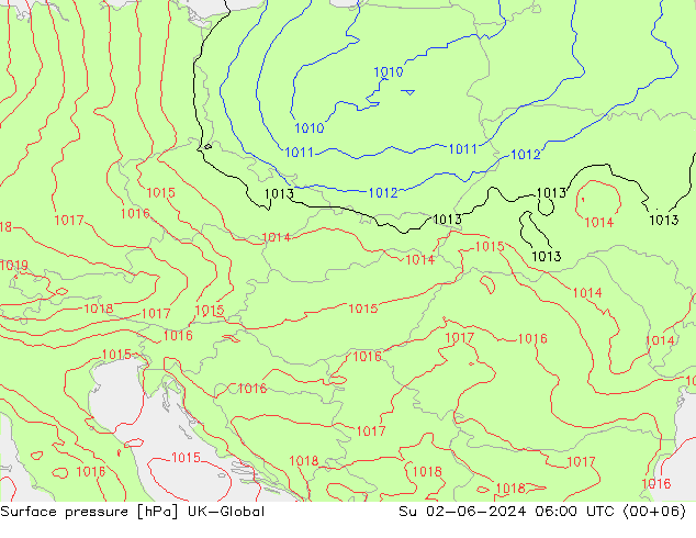 Presión superficial UK-Global dom 02.06.2024 06 UTC