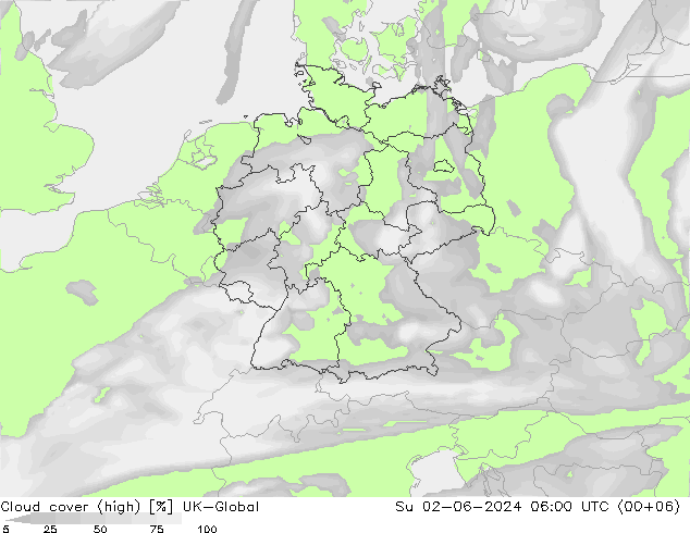 Bewolking (Hoog) UK-Global zo 02.06.2024 06 UTC