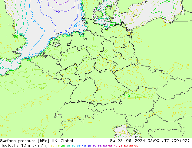 Izotacha (km/godz) UK-Global nie. 02.06.2024 03 UTC
