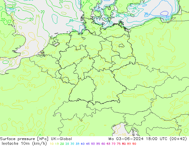 Isotachs (kph) UK-Global Mo 03.06.2024 18 UTC