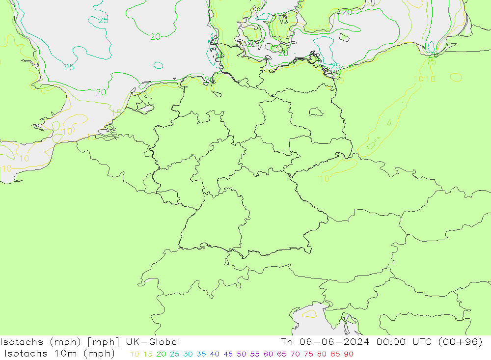 Izotacha (mph) UK-Global czw. 06.06.2024 00 UTC