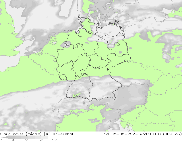 oblačnosti uprostřed UK-Global So 08.06.2024 06 UTC