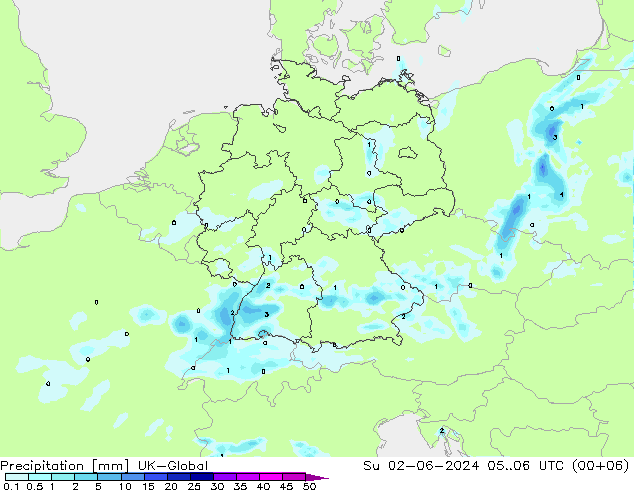 Yağış UK-Global Paz 02.06.2024 06 UTC