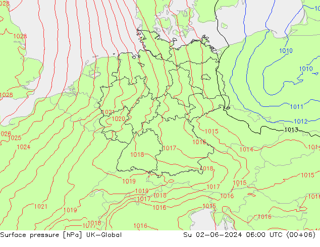 地面气压 UK-Global 星期日 02.06.2024 06 UTC