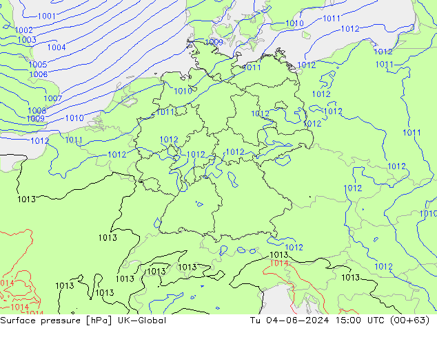 Luchtdruk (Grond) UK-Global di 04.06.2024 15 UTC