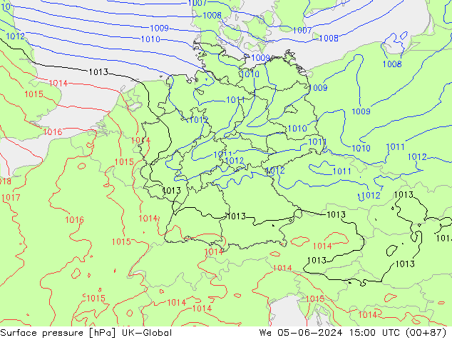 pressão do solo UK-Global Qua 05.06.2024 15 UTC