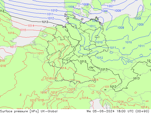 Surface pressure UK-Global We 05.06.2024 18 UTC