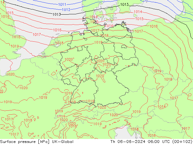 Surface pressure UK-Global Th 06.06.2024 06 UTC