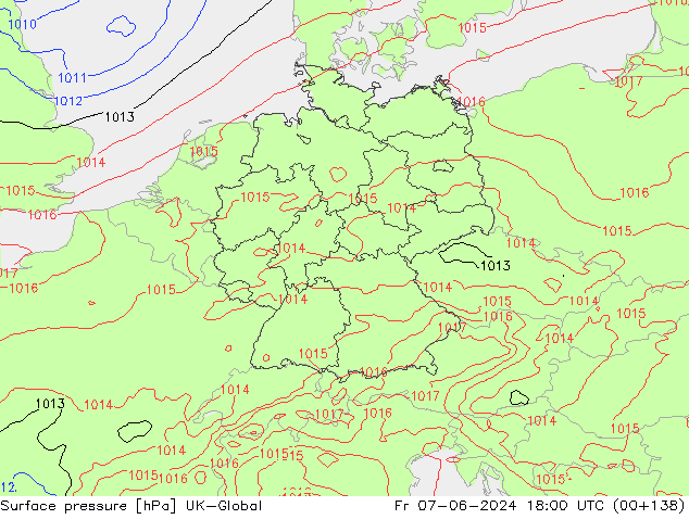 приземное давление UK-Global пт 07.06.2024 18 UTC