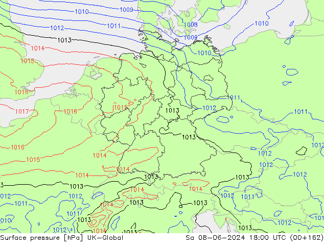 pression de l'air UK-Global sam 08.06.2024 18 UTC