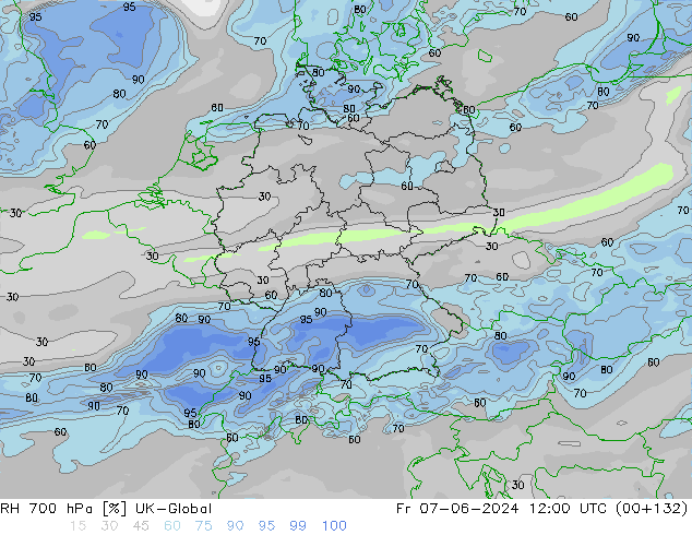 RH 700 hPa UK-Global Fr 07.06.2024 12 UTC