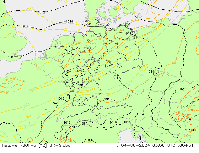 Theta-e 700hPa UK-Global Sa 04.06.2024 03 UTC